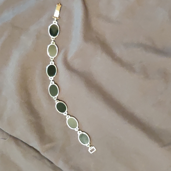 Antique oval Black Onyx Sterling+1/20 14kt Genuine gold filled bracelet 8"  50's - Picture 10 of 17